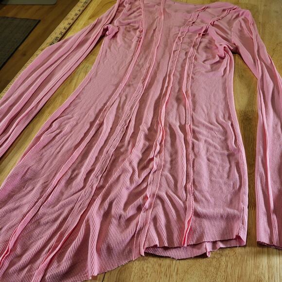 Finesse Pink Jersey Long Sleeve Asymmetrical Hem Stretch Crew Neck - Picture 12 of 12